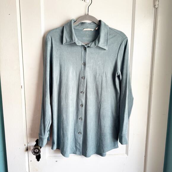 Soft Surroundings Softly Sueded Shirt Tranquil Blue Women’s S Casual Minimalist - Picture 1 of 12